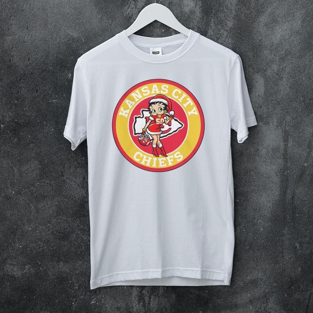 Kansas City Chiefs Betty Boop Christmas T-Shirt - Nfl - Unisex White T-Shirt